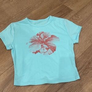 Junior Aqua Blue Floral T-Shirt